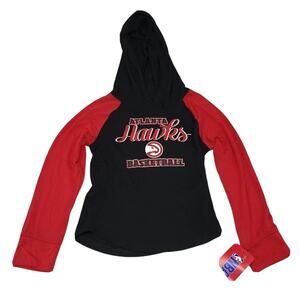 NBA NWT Atlanta Hawks Basketball Hoodie Youth XS Sports Black Red Colorblock